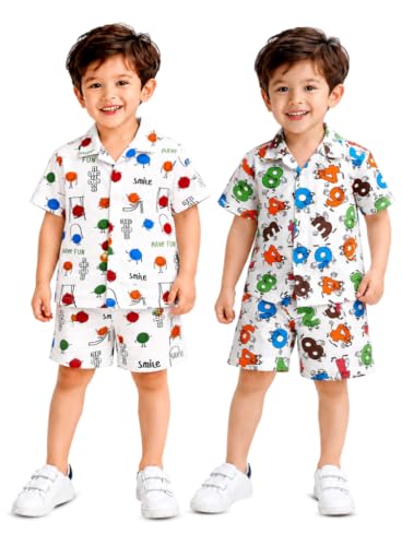 Image of 3BROS Baby Boys & Baby Girls Pure Cotton Clothing Set Casual Half Sleeves Shirt with Shorts Set For Boys & Girls