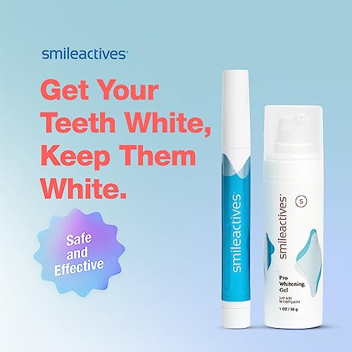 Smileactives Power Whitening Gel Teeth Whitener + Advanced Teeth Whitening Pen For White Teeth 2 Pc Kit (Travel Size/30 Day Supply) #TOP2