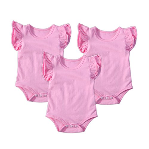 Image of Mubineo Infant Baby Girls Basic 3-5-8-Pack Ruffle Short Sleeve Cotton Bodysuits