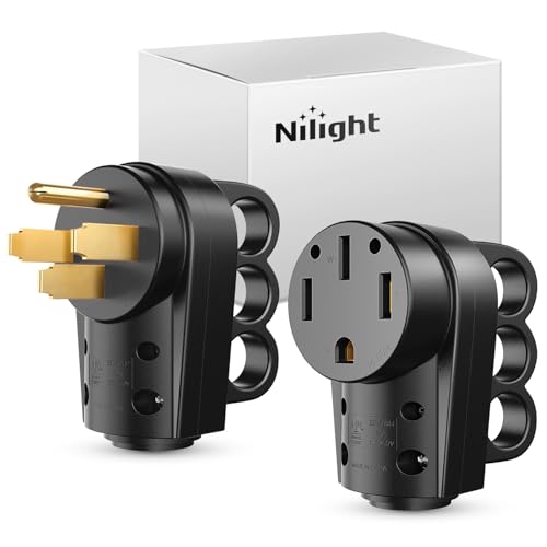 Nilight 50 Amp RV Male and Female Plug Set 14-50P 14-50R Receptable 125V/250V Volt Heavy Duty Electrical Camper ETL Listed for Caravan Motorhome Van Trailer