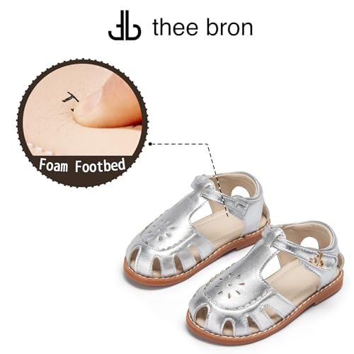 Image of THEE BRON Toddler Girls Closed-Toe Sandals Sweet Retro Cutout Summer Dress Shoes