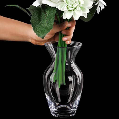 Belle Vous 18cm Clear Glass Vase - 3.5mm thick Modern & Decorative Crystal Vase - Transparent Cylinder shape Glass Flower Vase for Home/Wedding Table Centrepiece and Office Decor