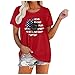 Yowablo Femmes T-Shirt imprimé Independence Day Casual Tops Chemises Manches Longues pour Femmes Ajustées Bleu