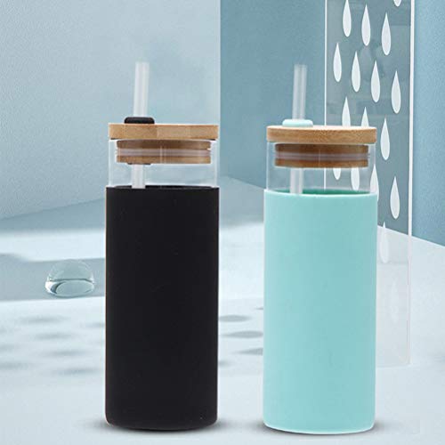 Yumira Vaso de cristal para café con pajita y tapa, 500 ml, transparente, ideal para café helado, agua, batidos. - Imagen 7