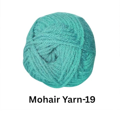Image of VCR Mohair Nylon Blue Green Yarn, 100 Grams Hank, 196 Meters Length, Acrylic 75%, Mohair Nylon 25%, Pack of 1 Yarn, Soft Crosia Threads, Suitable for Winter Garments.