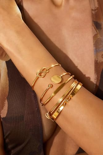 Image of 17 MILE 78 Pieces Gold Jewelry Set for Women, 9 Necklace, 24 Bangle Bracelet, 22 Earrings, 23 Knuckle Rings Gold Plated Jewerly set for Women Gift