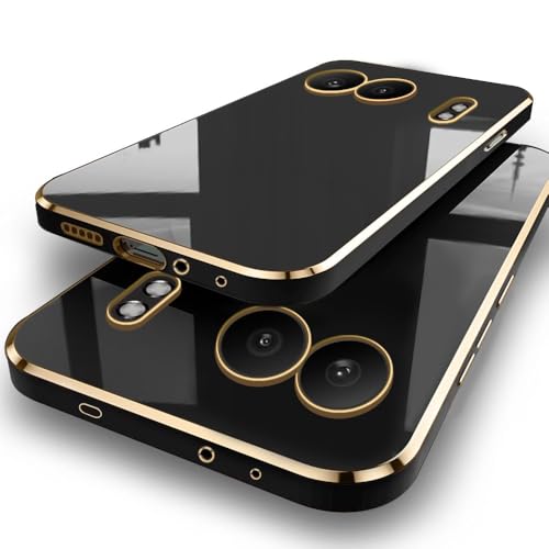 Image of TheGiftKart Luxurious Golden-Plated Back Cover Case for OnePlus Nord 4 5G | Raised Lips for Camera & Screen Protection | Shockproof Design | Stylish Back Cover Case for OnePlus Nord 4 5G (TPU, Black)