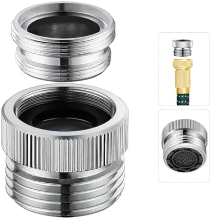 Transform Your Watering Game with These Aerator Garden Hose Adapters 5 Faucet Adapter with Aerator Faucet to Hose Adapter, Faucet Adapter to Garden Hose Attachment for Sink Faucet to Garden Hose Adapter 3/4" GHT Thread Chrome