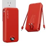 Portable Charger, 20000mAh 22.5W Fast Charging Power Bank with Built-in Cables & Wall Plug, USB C External Battery Pack with LED Display, Travel Essentials Phone Charger for iPhone iPad Samsung Red