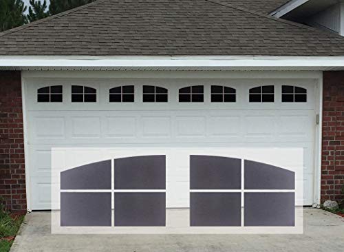 Sanfurney Magnetic Garage Door Windows Panes Arch Style Pre-Cut Faux Fake Decorative Window Decals 32 Pack for 2 car Garage Kit