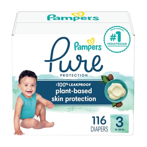 Image of Pampers Baby Diapers - Pure Protection - Size 3, 116 Count, for up to 100% Leakproof, Premium Plant-based Skin Protection