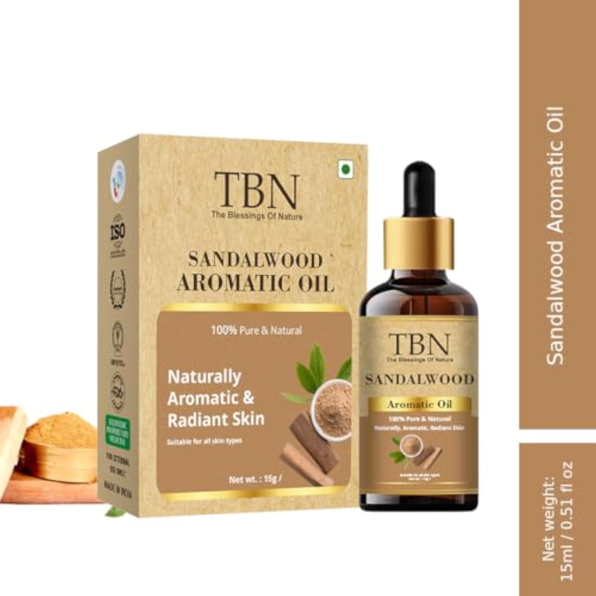 TBN 100% Pure Sandalwood Essential Oil for Skin and Bathing