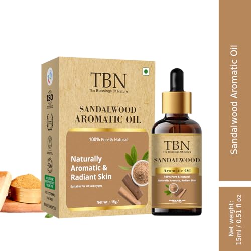 Image of TBN 100% Pure and Natural Sandalwood Essential Oil For Skin and Bathing | Used in Diffusers, Soap Making, Fragrance, Spiritual Rituals - 15ML