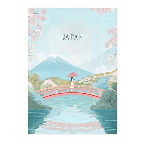 Póster Grabado Madera Anime Puente Tokio Japón, Obra de Pared Exposición Retro, Lienzos Pintados Manga Animé, Impresiones Murales Estética Edo, Adorno Decorativo Hogar Salón Dormitorio, Sin Marco