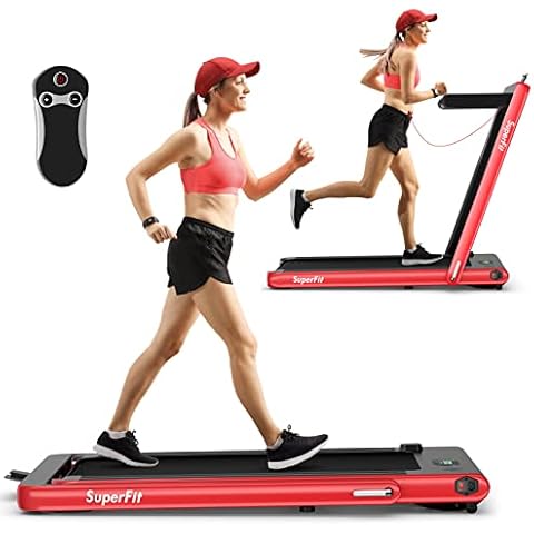 GOPLUS 2 in 1 klappbares Laufband mit Fernbedienung, elektrisches Walking Laufband mit APP Steuerung, Bluetooth, Handyhalter, Geschwindigkeit 1-12km/h einstellbar Cover