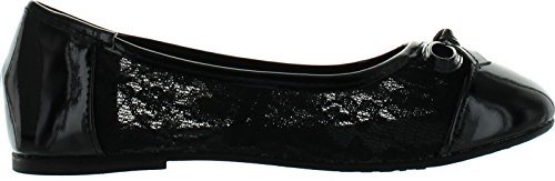 Jelly Beans Poss Kid's Big Girl Fashion Mesh Bow Ballet Flat Shoes,Black,92