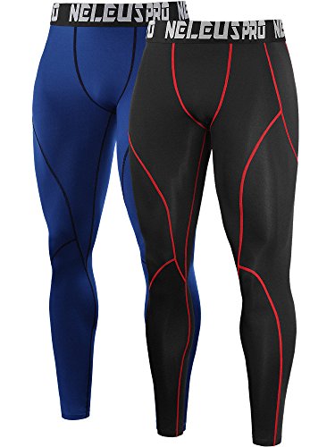 image for NELEUS Men's 2 Pack Compression Pants Workout Running Tights Leggings,