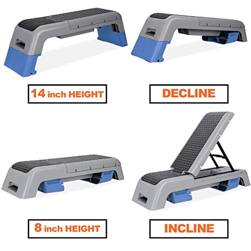 ANT MARCH Aerobic Deck Adjustable Workout Aerobic Stepper Step Platform Adjustable Exercise Bench Fitness Deck Stepper for Exercise Home Gym Aerobic Step Incline Strength Training