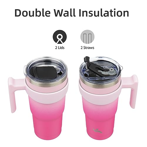 Image of Konokyo 20 oz Tumbler with Handle and Straw, Insulated Travel Mug