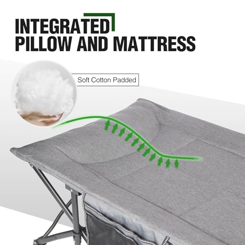 Image of RedSwing 2 Person Camping Cot for Adults, Grey, 59 inch W Extra Wide | Heavy Duty 500lbs, Portable Oversized Folding Queen Size For Double Adult, Indoor Office Outdoor