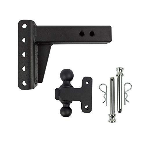 Image of BulletProof Hitches - 2.5 inch Adjustable Heavy Duty Trailer Hitch (22,000 lb. Rating) - 4 inch Drop /Rise Trailer Hitch with 2 inch & 2-5 /16 inch Dual Ball - Powder Coat, Solid Steel, Corrosion-Resistant