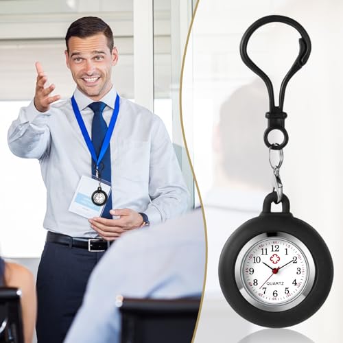 Image of Lancardo Clip-on Silicone Pocket Watch: Backpack Buckle Watch for Men Women Nurse Doctor Climber Out Door Activities Christmas