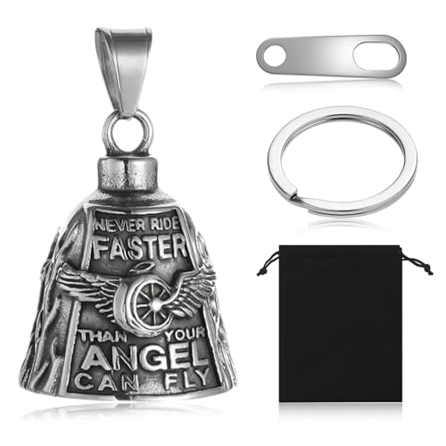 wlsvega Guardian Bell Moto- Campanella Moto - Portachiavi Guardian Bell - Stile Punk,con Portachiavi,Porta Fortuna,Adatto per DecorareMoto,Biciclette (Fornito con Borsa In Velluto E Porta Campanello)