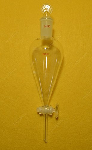NANSHIN Glassware,24/40,500m?l,Glass Pyriform Separatory Funnel,Pea?r Shape,Glas?s Stopcock,d?rop Tube