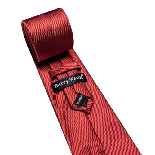 Image of Barry.Wang Silk Men Ties Formal Stripes Necktie and Tie Clip for Wedding Party Business Fashion Classic