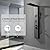 BWE 5 IN1 Stainless Steel Shower Panel Black Tower System with Rainfall Waterfall Shower Head, Multi Function Shower System with Body Jets and Bath Tub Spout