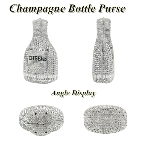 Image of Rhinestone Champagne Bottle Clutch, Luxury Evening Bag for Women