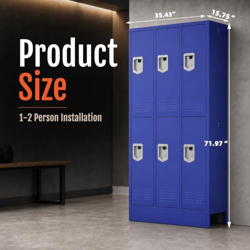 Image of BUTISOW 6 Door Metal Storage Locker for Employees, Heavy Duty Steel School