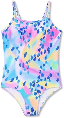Girls One Piece Swimsuits Adjustable Double Strap for Kids Palm Tree Print Toddler Bathing Suit Size 2T-10