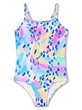 Serdomi Girls Adjustable Double Strap Swimsuit for Kids Iridescent Leopard Print Bathing Suit Size 6X/7