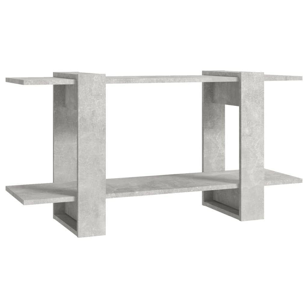 Estantería de madera gris hormigón, 100 x 30 x 51 cm, estante ancho estrecho bajo para libros y multimedia, almacenamiento práctico, estable y fácil de limpiar