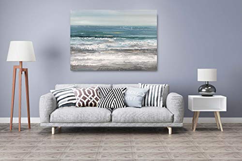 Yihui Arts Large Dinning Room Wall Art Hand Painted Modern Abstract Seascape Canvas Oil Painting Ocean Beach Coastal Picture Artwork for Home Decor - Image 3
