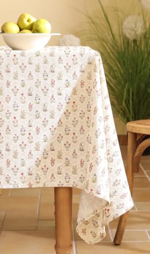 Image of ishro home Premium Dining Table Cover 6 Seater | Table Cover Cloth | Table Cloth 6 Seater - Soft European Fabric, Frill Design, Machine Washable | (Agra Meadow, 56x90 Inch (6-8 Seater))