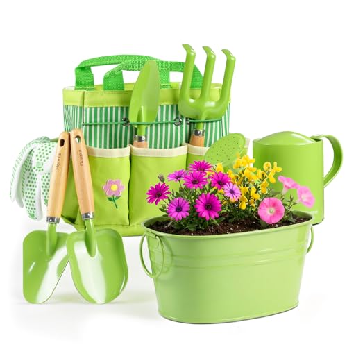 Floraxa Ultimate Kinder-Gartenset, kindersicheres und Robustes Gartengeräte-Set für Spaß im Freien, Freude und Kreativität von Kindern zu wecken (Grün)