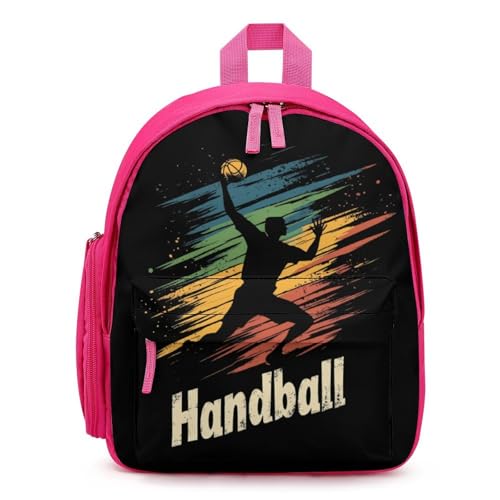 Vintage Handball Cute Backpack Small Daily Daypack Travel Shoulder Bag with Adjustable Strap Graphic Print