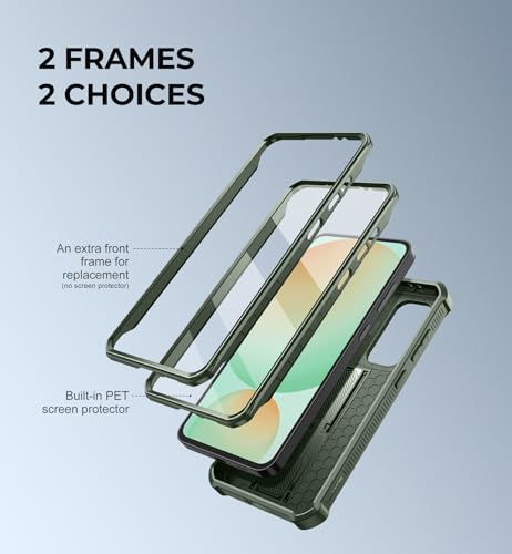 Image of Dexnor for Samsung Galaxy S24 FE Case with Built-in Slide Camera Cover & Screen Protector & Kickstand,Heavy-Duty Rugged Case Full-Body Bumper Protective Cover for Galaxy S24 FE(2024),Army Green
