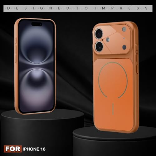 Image of SHINESTAR iPhone 16 Case - Premium Shockproof Protective Cover, Wireless Charging Compatible, Slim & Durable Luxury Back Cover with Camera Protection (Orange)