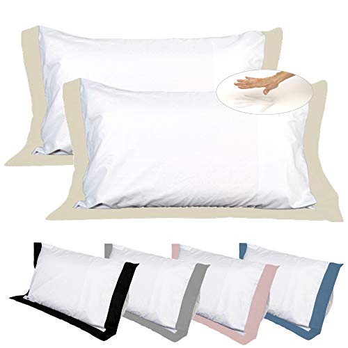 EVERGREENWEB 2 Kissen h 12 cm aus Memory Foam mit Volant + 4 Elegante Bezüge aus Baumwoll, Weiß und BEIGE, Weich, Waschbar, 2 Kissen Gegen Nackenschmerzen, Ergonomischer Viscoschaumstoff EVERGREENWEB 2 Kissen h 12 cm aus Memory Foam mit Volant + 4 Elegante Bezüge aus Baumwoll, Weiß und BEIGE, Weich, Waschbar, 2 Kissen Gegen Nackenschmerzen, Ergonomischer Viscoschaumstoff
