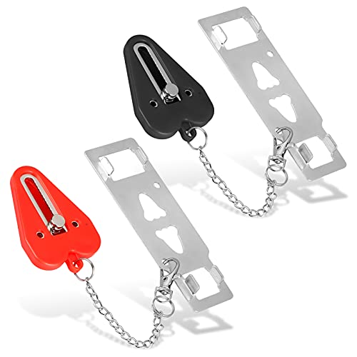 Portable Door Lock, 2Pcs Home Door Latch Hotel Bedroom College Apartment Security Travel Lock Safe Solid Heavy Duty Door Extra Lock Room Security Devices from Inside for Additional Safety