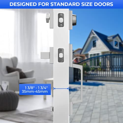 Sagaiot Front Door Handle Set Satin Nickel Heavy Handleset Front Door Entry Handle And Deadbolt Lock Set Reversible For Right & Left Handed With Keys #TOP2
