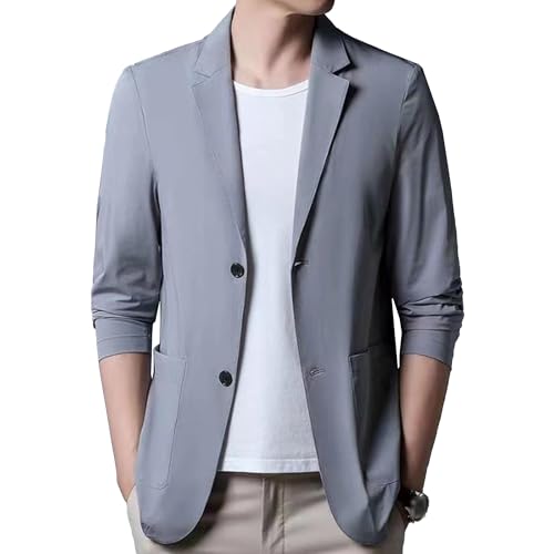 Mens Two Botton Lightweight Suit Jacket Casual Sport Travel Suit Coats Notched Lapel Business Blazer Jackets