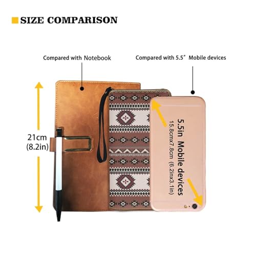 Wanyint Aztec Southwest Navajo Print Women Wallet with Wrist Strap Brown Native American Zipper Around Purse for Outdoor Travel Shopping2