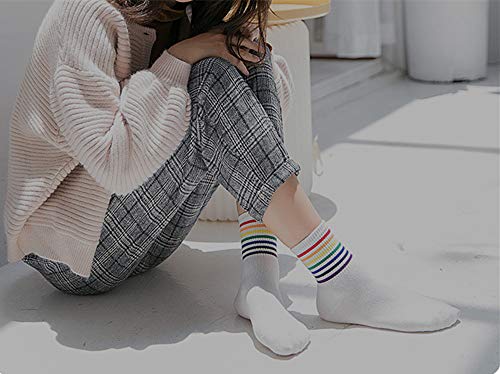 Losa Kute 4/5 Pairs Womens Crew Socks Women Casual Nolvety Funny Long Cute Socks Fs(Rainbow) #TOP5
