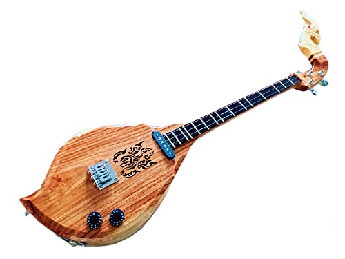 Isarn Acoustic Electric Phin 3 Strings, Thai Lao Guitar Musical Instrument, Traditional Thai Classical Musical Pin113