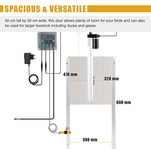 SNUGENS Automatische Hühnerklappe 30x32cm Aluminium Hühnertür Hühnerstalltür mit Fernbedienung Hühnerstalltor Hühnerhaus… – Bild 5