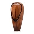 Alpine Corporation DIG100XS-BR Outdoor Floor Antique Jar Water Fountain with LED Lights, Vintage LED Waterfall, 33", Brown